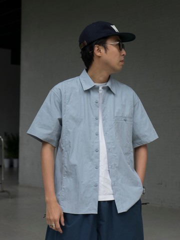 SHIRTS 日系休閒短袖襯衫 紋理質感寬鬆翻領短袖上衣 Cityboy