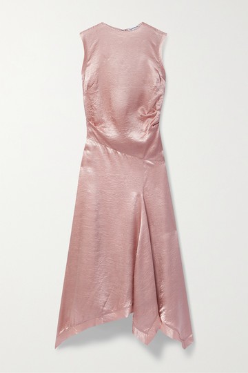Acne Studios - Asymmetric Crinkled-satin Midi Dress - Blush - EU 38