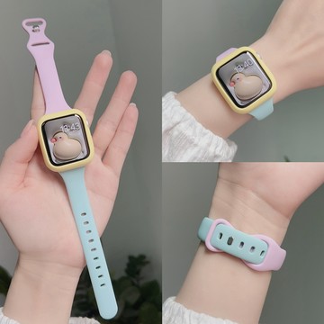 小蠻腰矽膠錶帶 錶帶+保護殼 適用 Apple Watch 11 10 9 8 SE 錶帶 42mm 46mm 45mm