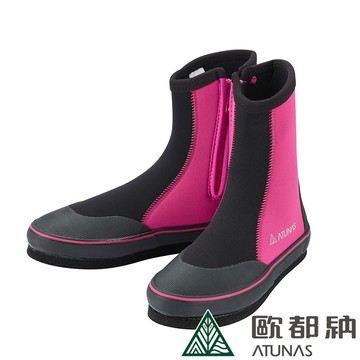 【ATUNAS 歐都納】長筒毛氈溯溪鞋(A1GCEE02 黑/玫紅/溯溪/潛水/底部防割)