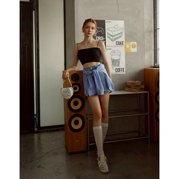 AIR SPACE 百搭針織細肩背心(附胸墊)(黑/白/淺黃/深灰) 女裝 現貨