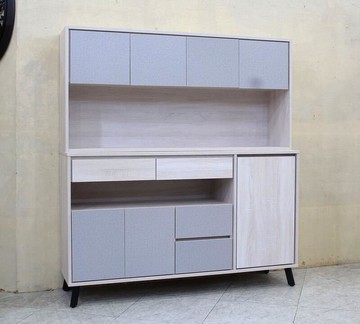 【歐風別館】夏慕尼五尺白梧桐色餐櫃上下座【亞麻灰色】基隆至台中免運費】