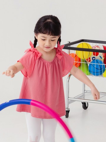 純棉多色綁帶兩穿短袖上衣