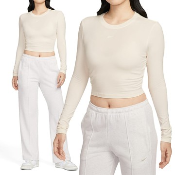 Nike Chll Knt Ls Crp 女款 米色 短版 貼身 運動 休閒 長袖 HF5323-110