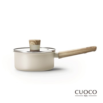 【CUOCO】北歐系列-暖白仙子陶瓷不沾奶鍋16cm/附鍋蓋/IH電磁爐適用