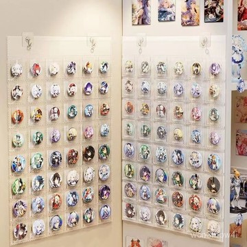 ✨臺灣有貨✨免運✨喫穀人痛墻i壁掛展示架吧唧穀子收納盒48格墻上儲物掛架徽章收納 FFPO