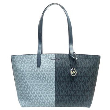 Michael Kors  MK吊飾後口袋滿版雙色防刮皮革托特包(大款)