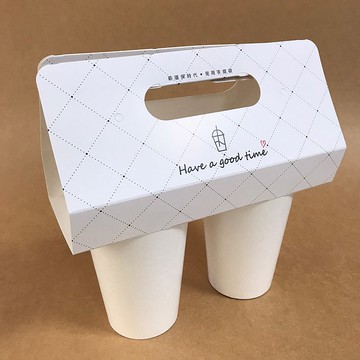 | 餐飲外帶裝家 |  二杯飲料外帶提卡-白卡點點版 600pcs/箱