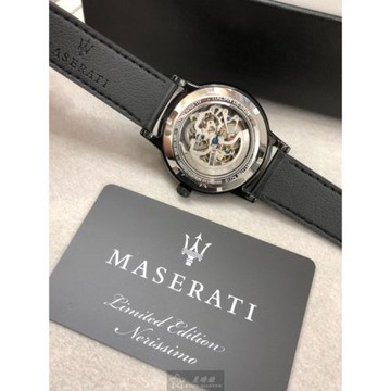 MASERATI 瑪莎拉蒂男錶 44mm, 46mm 黑圓形精鋼錶殼 黑雙面機械鏤空簡約, 鏤空, 運動錶面款 R8821134001