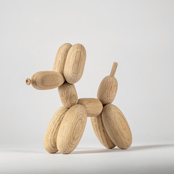 氣球狗造型橡木擺飾(小) 雪茄黑