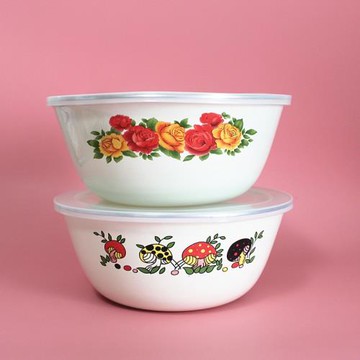 【有瑕】搪瓷碗老式搪瓷盆儲藏碗保鮮碗攪拌碗沙拉碗零食盒帶飯碗