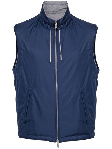 Zegna - reversible zip-up vest - men - Cashmere/Polyester/Cotton/Silk - 52 - Blue
