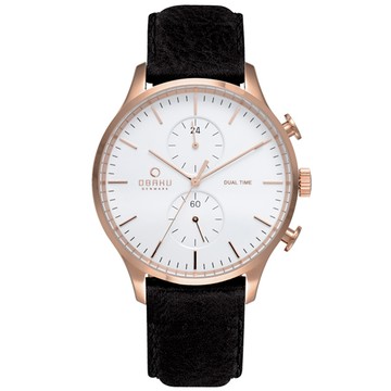 OBAKU 流轉光年雙時區皮帶錶-V196GUVWRB