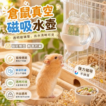 寵物飲水器 真空水壺 倉鼠真空磁吸水壺 磁吸穩固 靜音飲水 透明玻璃管 透明飼養箱飲水器 倉鼠飲水器 輕巧好帶