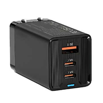 X-PRO GaN 氮化鎵 充電器 防火材質 超耐用 堅固PC材質 防磨損耐高溫阻燃 65W 3合1快充  黑色  1個