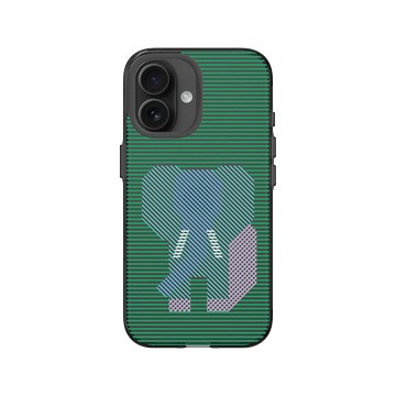 iPhone 16 Clear (相機按鈕) 酷墨灰 - The Wildlife Collection 動物野境系列 - 亞洲象 - 線條版