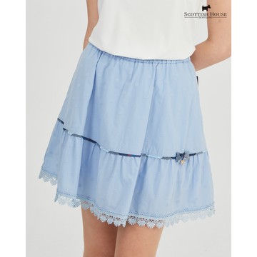 【SCOTTISH HOUSE】天空藍圓形繡花布波浪短裙 CIVA2172