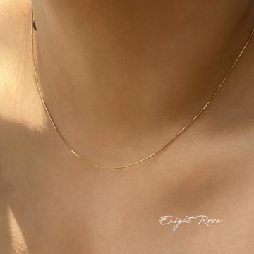 可串珠！萬能針式穿珍珠裸鏈 14K包金極細項鏈盒子鎖骨鏈不褪色女