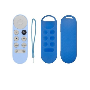 LANS 遙控器保護套 防摔 全包覆式 矽膠套 附防丟手繩 適用 Google TV Chromecast 專用 - 夜光藍