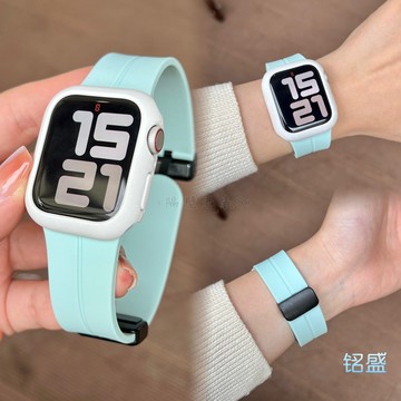 新款 磁吸錶帶 防水錶帶 適用於 Apple Watch 11 10 錶帶 9 8 SE 矽膠錶帶 42mm 46mm