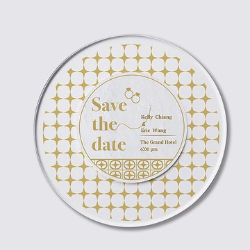 壓克力 LED 婚禮邀請卡 圓形白金Save the date戒指 含紙信封