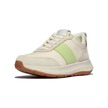 F-MODE FLOW 布料/麂皮/皮革厚底休閒鞋-萊姆混色