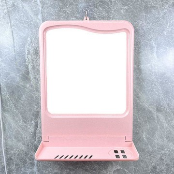 💖居家好物💖免打孔掛牆鏡浴室衛生間鏡子出租屋化妝鏡臥室壁掛鏡帶廁所置物架神奇👉神奇J