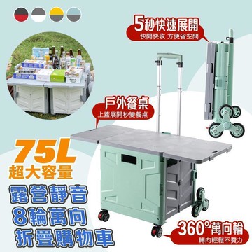 【雲渡小鋪】折疊購物車 升級餐桌 手推車 折疊推車 露營推車  菜籃車 收納推車  買菜車 置物推車 摺疊購物車 購物推車
