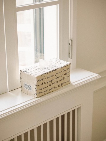 Washed Cotton Handwritten Text Tissue Box Cover