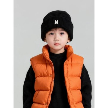 兒童帽子毛線帽秋冬季寶寶針織帽保暖男童女童套頭帽簡約百搭字母