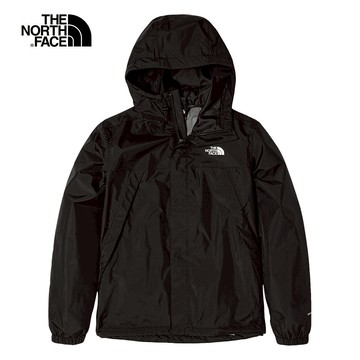The North Face北面男款ANTORA黑色防水透氣連帽衝鋒衣｜7QOHJK3
