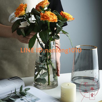 玻璃花瓶輕奢干花裝飾擺件客廳插花鮮花水養玻璃瓶【不二雜貨】