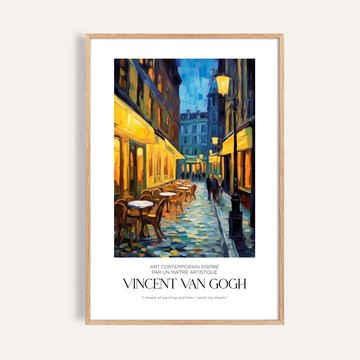 咖啡館夜晚 / 梵谷大師風格 藝術掛畫 海報 畫芯 無框畫 裝飾畫