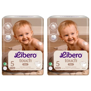 Libero 麗貝樂 touch嬰兒紙尿褲 5號 L(11~17kg) 30個裝  2個  第5階段