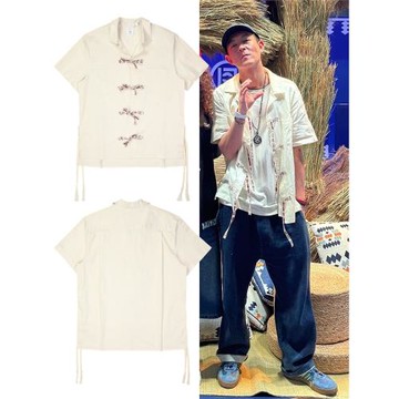 (免運)津范陳冠希潮牌同款短袖襯衫男中式飄帶復古夏季情侶薄寬松女開衫