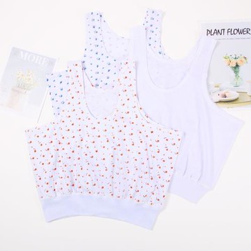 印花夏中老年短背心內衣女純棉大碼老人汗衫胸罩媽媽吊帶薄背心