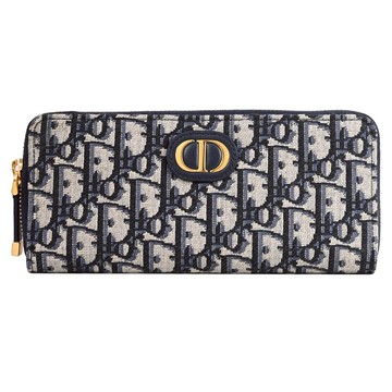 Christian Dior 30 Montaigne Voyageur 滿版緹花拉鍊長夾.深藍