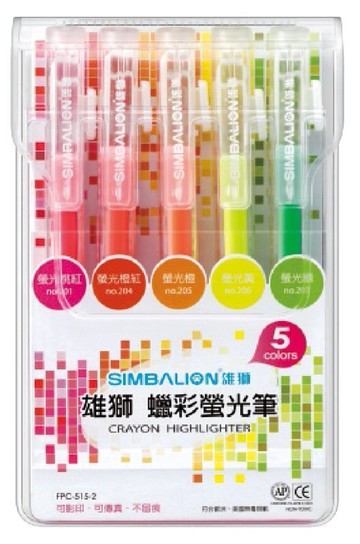 雄獅 自動蠟彩螢光筆 (5色組) FPC-515-2
