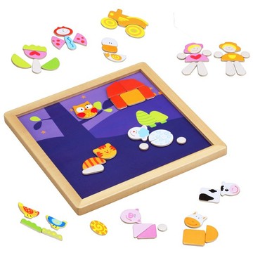 【德國 classic world 客來喜經典木玩】木製動物磁性拼圖