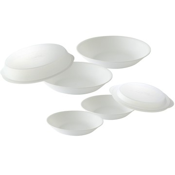 Corelle Brands 純白6件式深盤組(6吋深盤X2+8吋深盤X2+微波蓋*2)