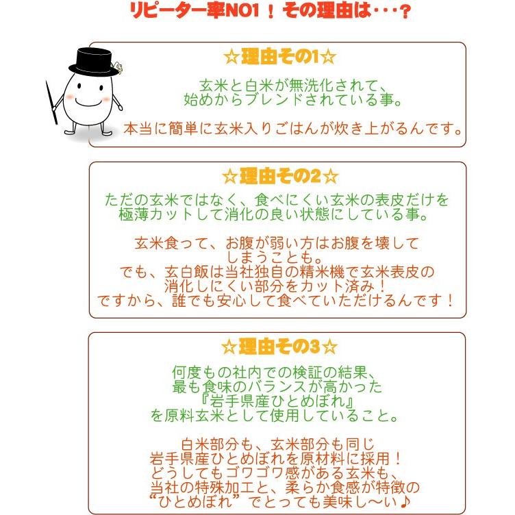 新米 令和5年産 無洗米 5kg 玄米 玄白飯 ひとめぼれ 送料無料 (玄米と白米を1:1でブレンド）（SL）