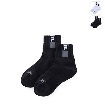 【FILA】基本款半毛巾短襪-黑色 SCZ-5005-BK