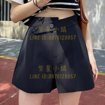 短褲女高腰a字闊腿褲寬鬆顯瘦休閒西褲冰絲森系薄款熱褲【繁星小鎮】