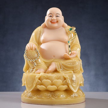 【招財納福】彌勒佛像 佛像擺件 大肚佛 笑佛 未來佛 客廳擺件 開業禮品 漢白玉材質 手工雕刻 家居裝飾 開業喬遷送禮
