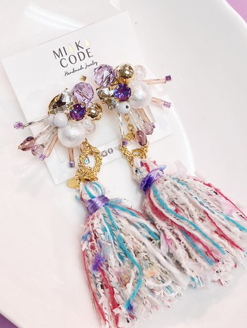 【日本手工染色流蘇系列】 手工串珠 多種戴法 日本耳針/耳夾