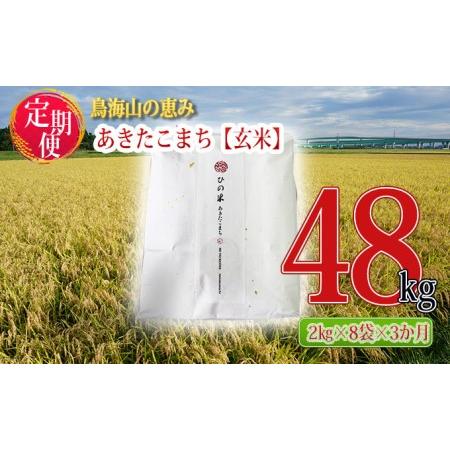 ふるさと納税 《定期便》16kg×3ヶ月 秋田県産 あきたこまち 玄米 2kg×8袋 神宿る里の米「ひの米」（お米 小分け） 秋田県にかほ市