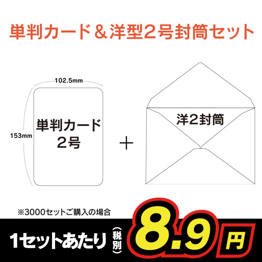 単判カード＆洋型2号封筒セット 挨拶状 案内状 招待状 用紙 100枚