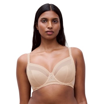 【Chantelle】四片裁網紗無襯內衣>D-F罩杯>粉膚色(19XM0_01N)【Romance】