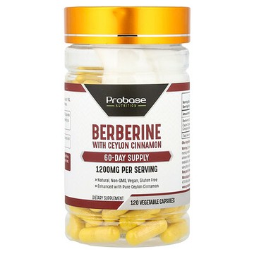 Probase Nutrition, 含肉桂的小檗鹼，120 粒素食膠囊