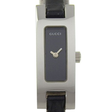 【日本直送】Gucci GUCCI 手錶 3900L 不鏽鋼 x 壓紋皮革 石英 指針式顯示 黑色錶盤 女仕款【二手】